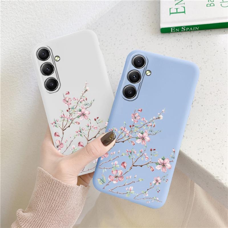 Мягкий силиконовый чехол с цветочным узором для Samsung A55 M35 S24 Xiaomi Redmi Note 13 Pro 13C iPhone Huawei Honor Realme Camera Защитный противоударный чехол