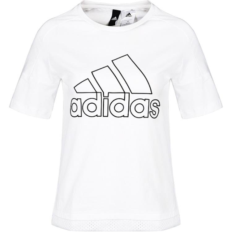 adidas Gfx Ss T Id Letter Print Soft Круглый вырез Короткий рукав Женские футболки Белый CZ5040