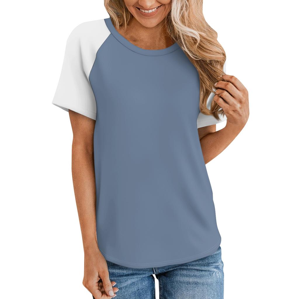 Women's  Short Sleeve T Shirts Round Neck Cute Tunic Tops Basic Tees Blouses Loose Fit Pullover