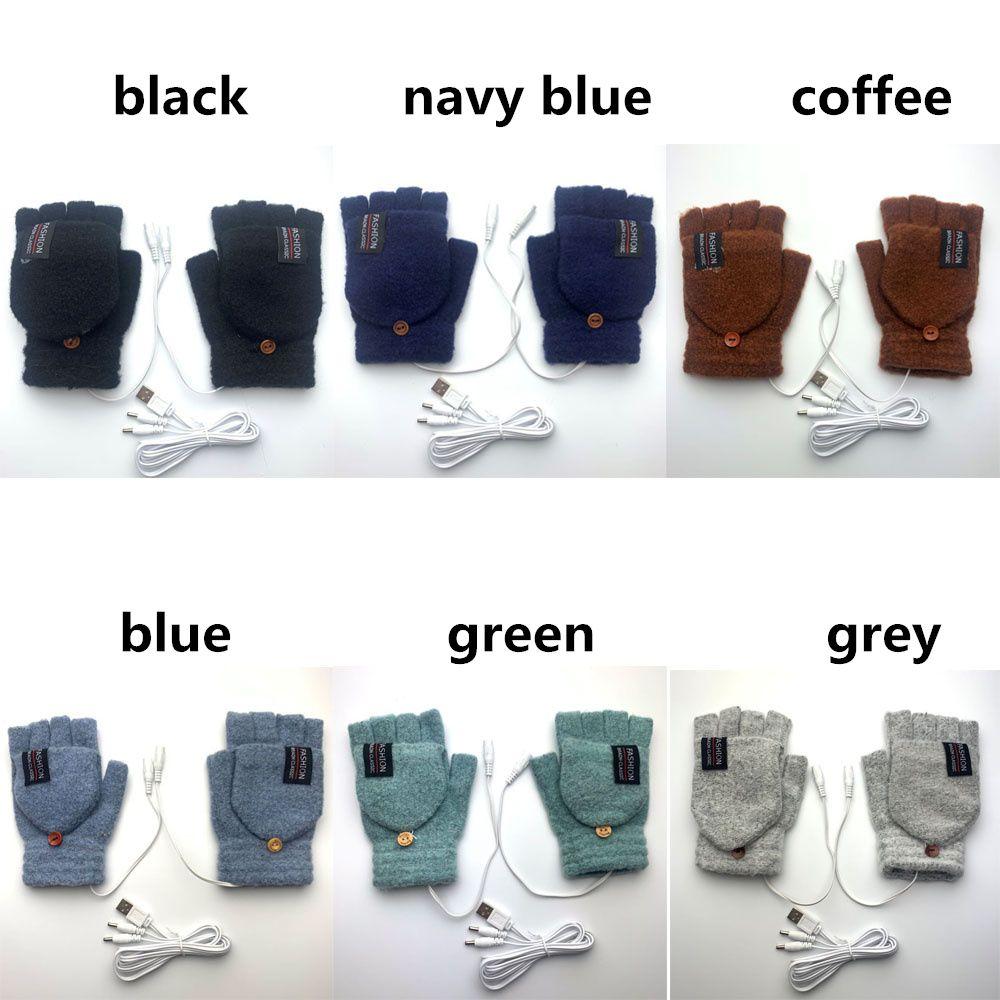 Зимние теплые перчатки-варежки с подогревом, электрические перчатки с подогревом от USB, перчатки-грелки с полными и половинными пальцами