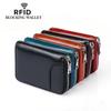 Genuine Leather RFID Accordion Card Holder with Zipper - Multi-Card Slots for Men and Women