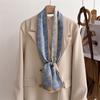 Luxury temperament double layer small flower scarf ribbon decoration suit necktie small long strip headband silk scarf women