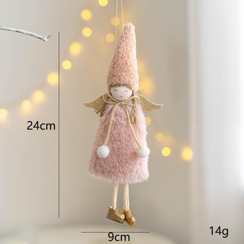 Christmas Plush Angel Girl Pendant Christmas Angel Decoration Desktop Ornament White Pink Angel Pendant New Year 2025