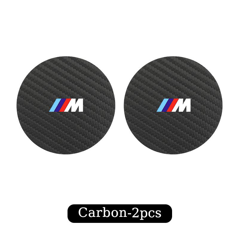 2025 Hot 2Pcs Car Styling Coaster Cup Holder Anti-slip Mat Carbon Drink Pad For BMW X1 X2 X3 X4 X5 X6 X7 G20 G30 6GT E46 E90 E60