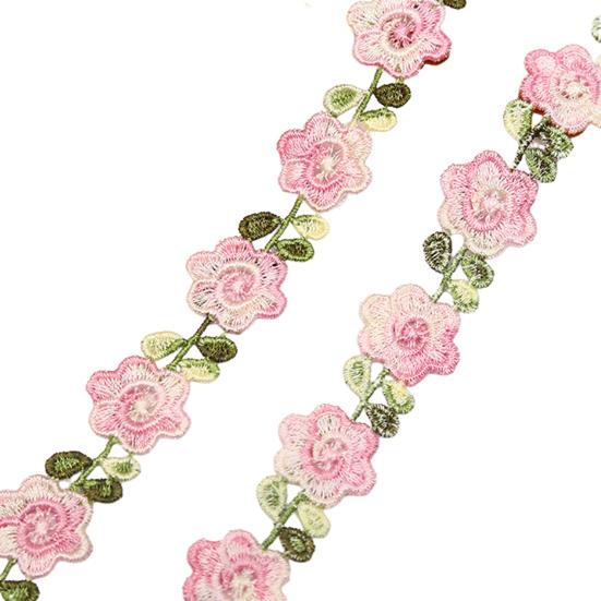 Цветочная кружевная отделка ленты Яркий цвет широко используется DIY ремесла вышитые крючком кружевные отделки ткани украшения