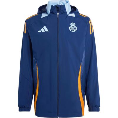 Мужская водонепроницаемая куртка с капюшоном и молнией Real Madrid Tiro 24, с длинным рукавом JE4204