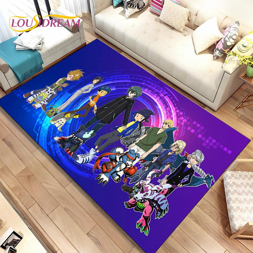 Cartoon Digimon Adventure Area Rug Large,Carpet Rug for Living Room Bedroom Sofa Doormat Decoration, Non-slip Floor Mat Cover 3D