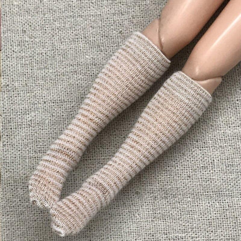 8 пар/лот кукольные носки, кукольные аксессуары, блестящие полосатые чулки для кукол Блайз, блестящие средние носки-трубы для куклы Барби 1:6