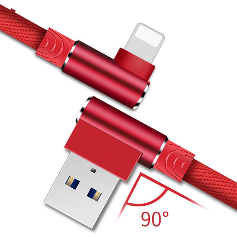 90-градусный USB-кабель, зарядный кабель, провод для передачи данных для iPhone 6 S, 6S, 7, 8 Plus, 5 5S X XR 11 Pro Max, iPad Phone Origin, длина, 3 м, быстрая зарядка