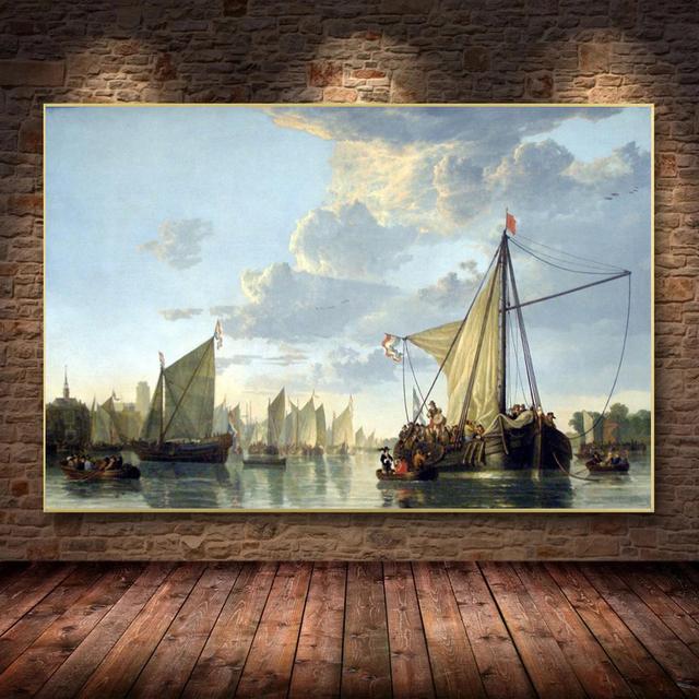 Винтажный Парусный Корабль Морской Пейзаж Холст Картина Плакат Корабль Фрески Печатает Волну Настенные Художественные Фотографии для Гостиной Домашний Декор