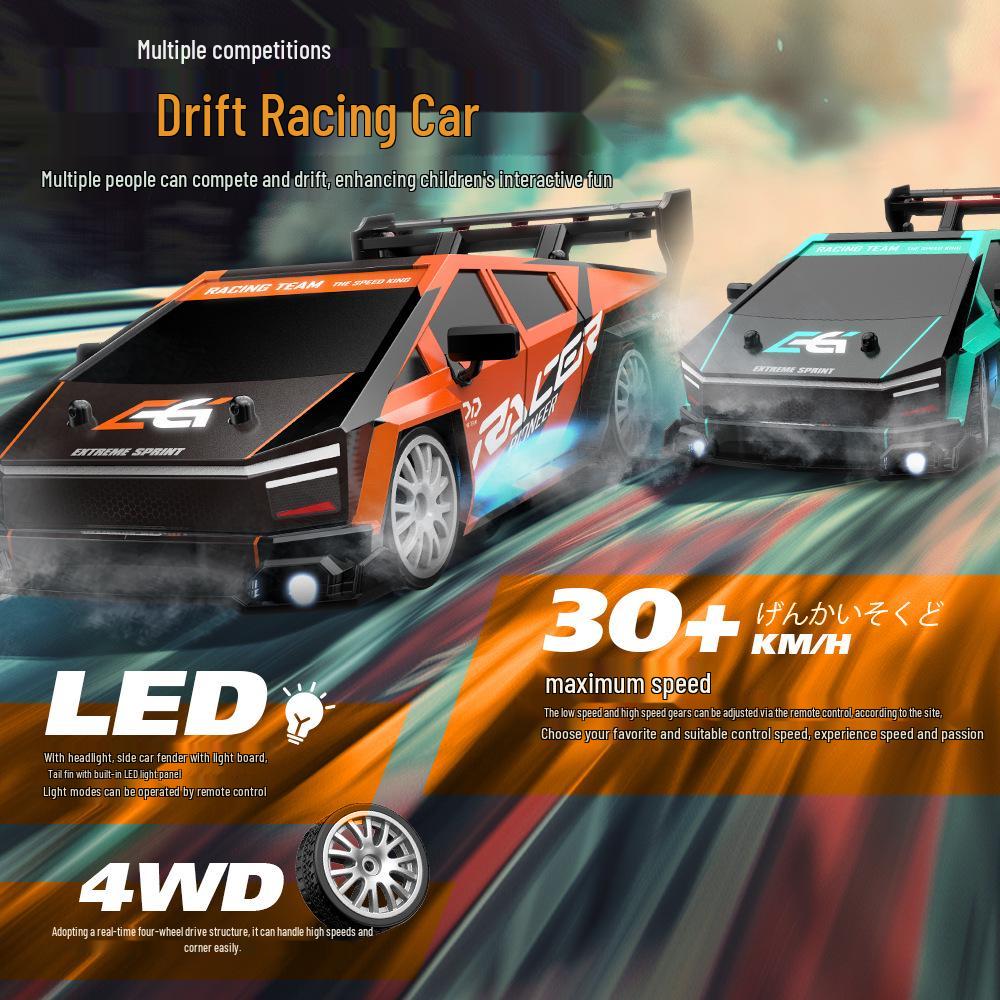 1/24 AE86 RC Drift Car with Lights: High-Speed, Four-Wheel Drive, Rechargeable Mini GTR for Boys