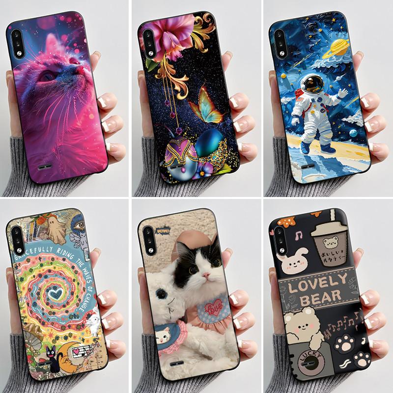 Casing For LG K22 Soft Case LMK200Z LMK200E LMK200B LM-K200 Aesthetic Cute Cat Cartoon Phone Back Cover Shockproof Black Bumper