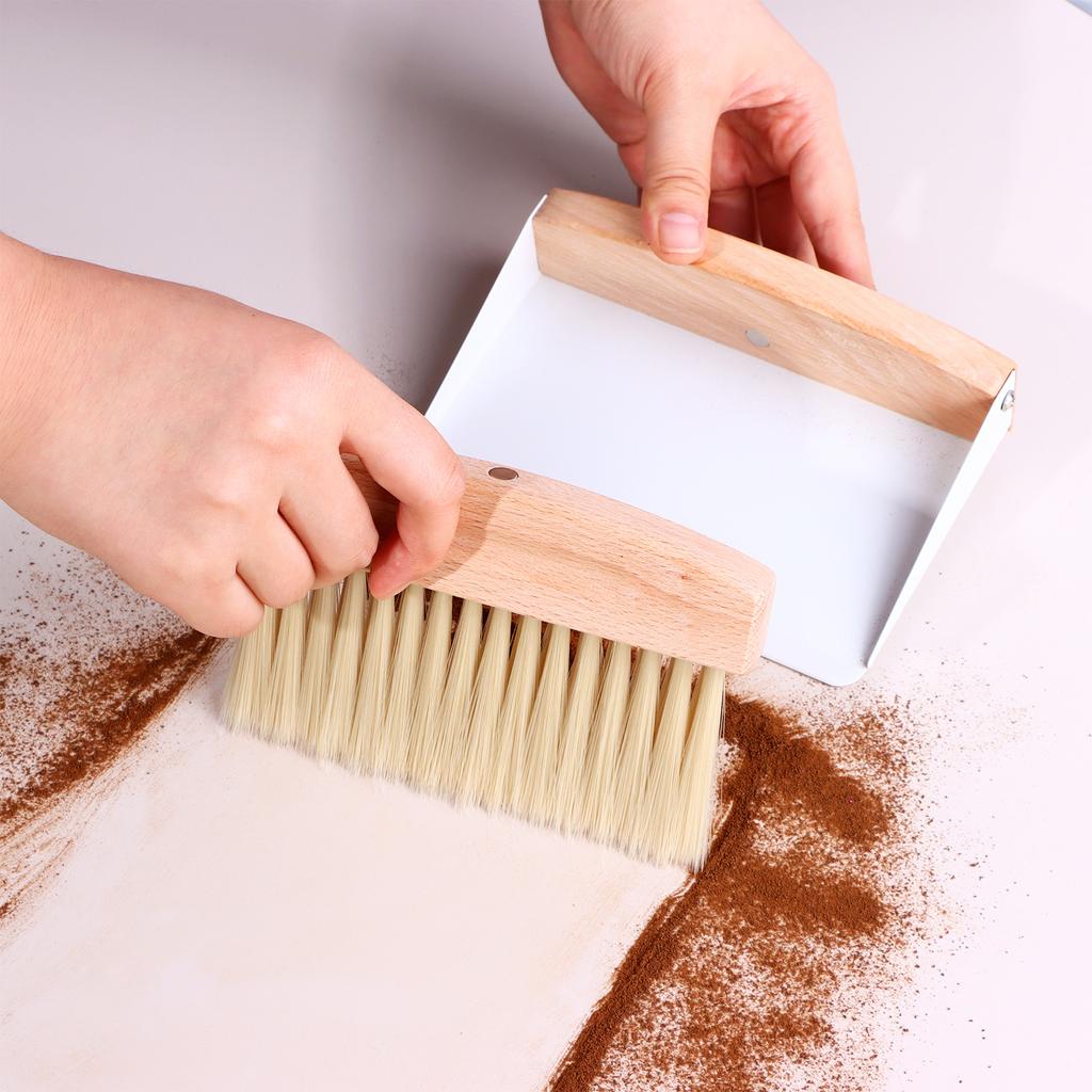 Маленький набор совка и щетки Мини портативный совок и щетка Деревянная щетка для стола Металлический совок для подметания стола, Количество