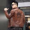 New Leather Jacket Men's Leather Jacket Embroidered Short Lapel Flying Suit High-end Jacket