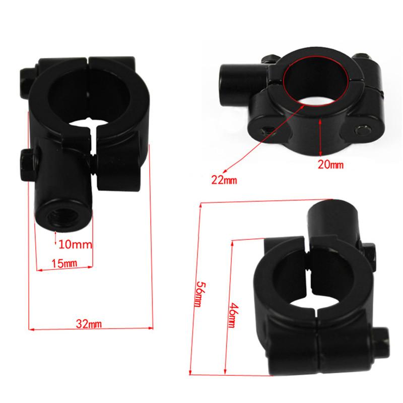 2pcs 8mm/10mm Black Aluminum Motorcycle Rear View Handlebar Mirror Mounting Bracket Adapter Clip Base Universal