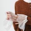 2Pairs Elegant Arm Sleeves With Lace Flower Elastic Wrist Cuffs Extension Faux Sleeves For Office Women Dress Enhancer