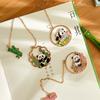 1Pc Cute Cartoon Panda Bamboo Hollowed Metal Bookmarks with Tassel Book Reading Decor Accessories Exquisite Teacher Student Gift
