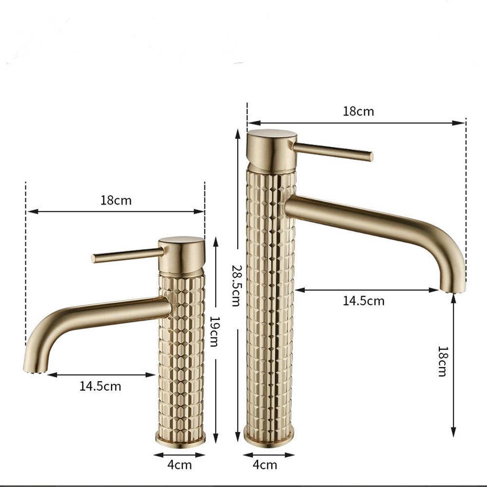 Tuqiu Brush Gold Bathroom Basin Faucets Art Carved Sink Mixer Tap Hot & Cold Deck Mounted Grey Lavatory Crane Water Tap