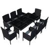 VidaXL Garden Furniture Set 9 Pcs with Cushions Wicker Resin Black