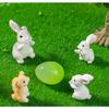Миниатюрные безделушки в виде пасхальных яиц, смола, мультяшная статуэтка кролика, мини-фигурка пасхального кролика, подарок