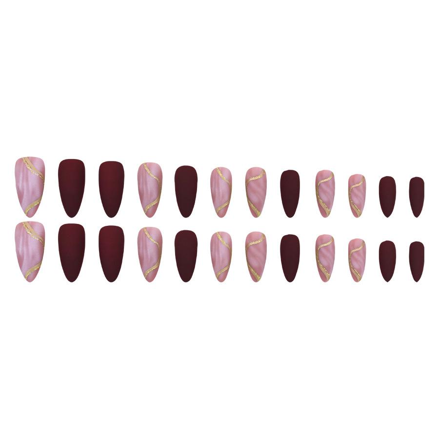 24 шт. матовых миндальных пластин для дизайна ногтей, сладкие и прохладные позолоченные блестящие узоры