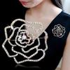 Full Rhinestone Suit Collar Pin Badge Rhinestone Brooch Fashion Hollow Camellia Brooch  Women