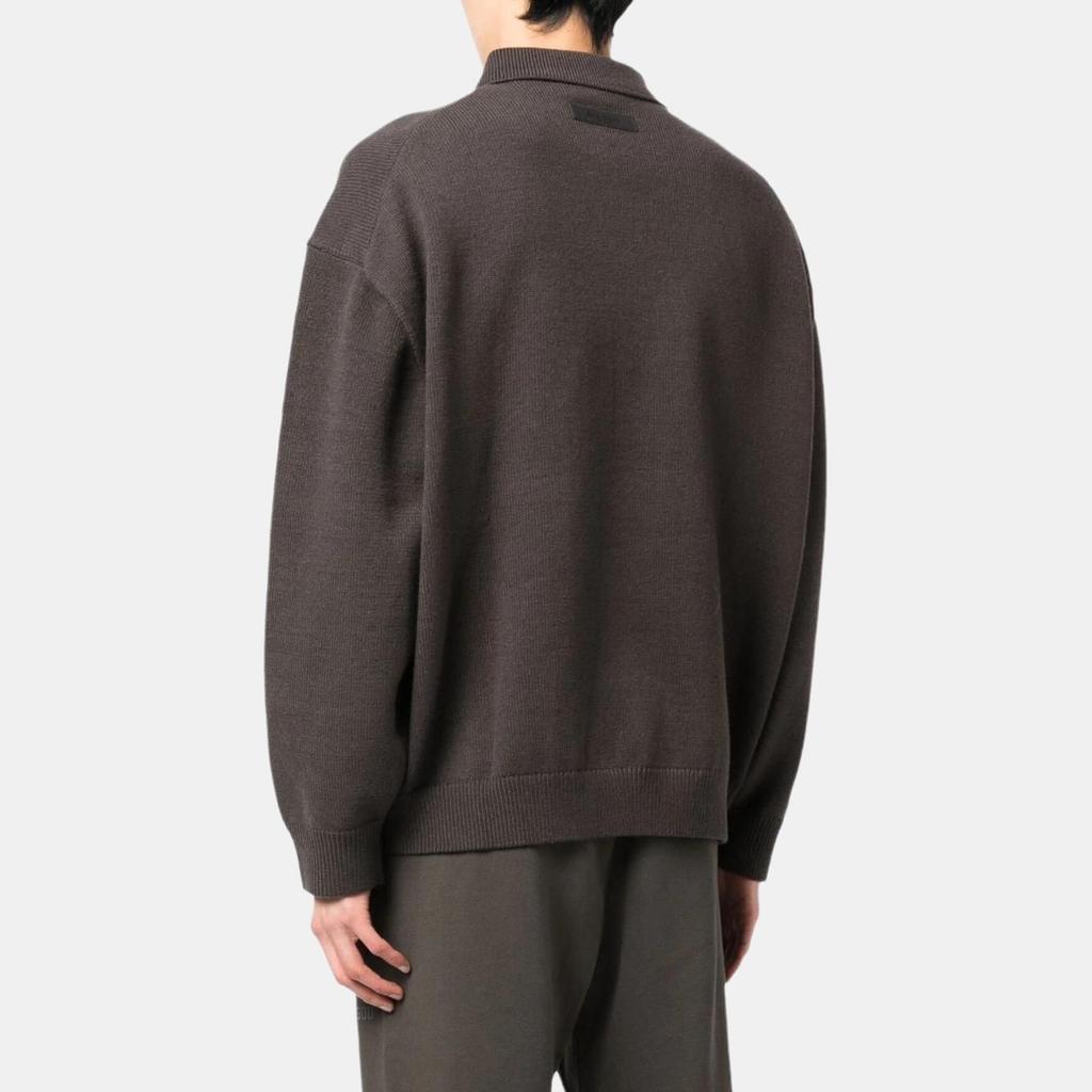 Fear of God Essentials Вязаный мужской топ-поло с длинным рукавом, цвет иссиня-черный, 192BT222180F