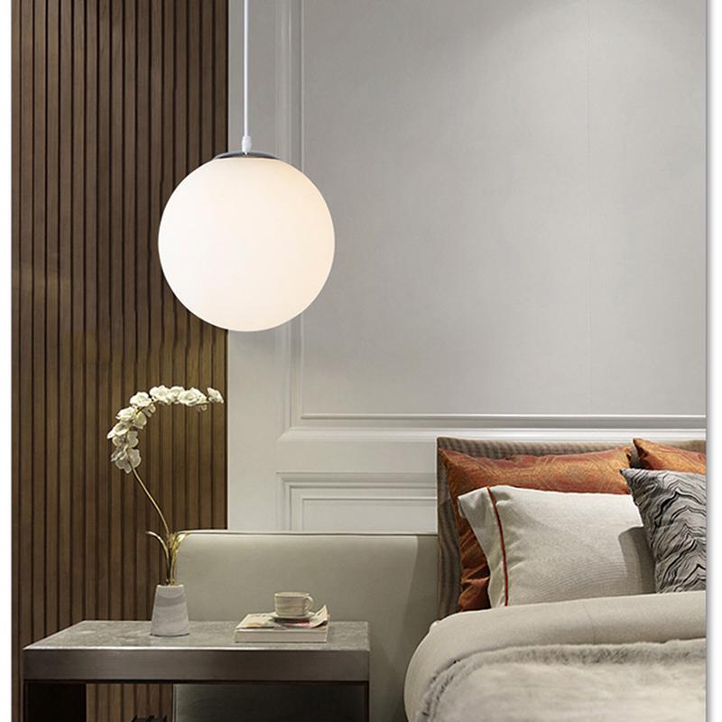 Современная простая молочно-белая стеклянная люстра с одной головкой E27, светодиодная люстра для гостиной, столовой, спальни, кухни, освещение