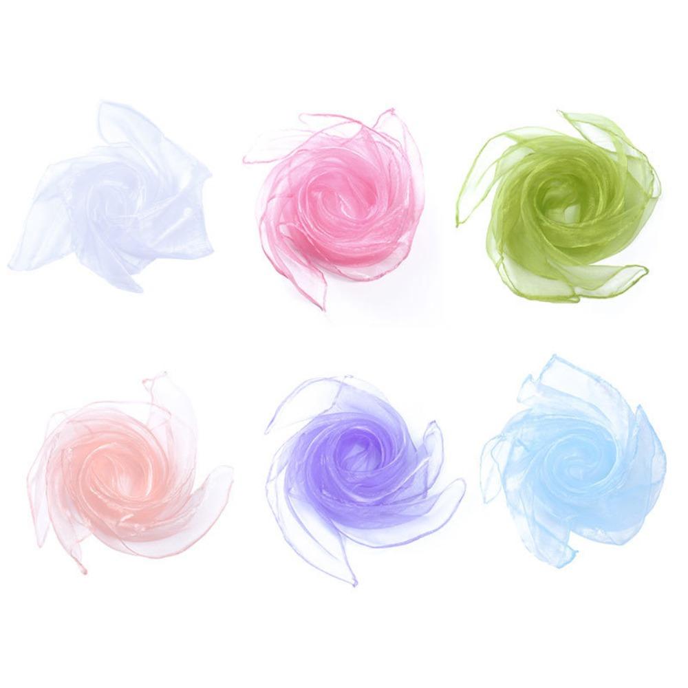 6 Pcs /set Lightweight Juggling Towels Solid Color Dance Gauze 6 Colors Gymnastics Scarves  Dancing