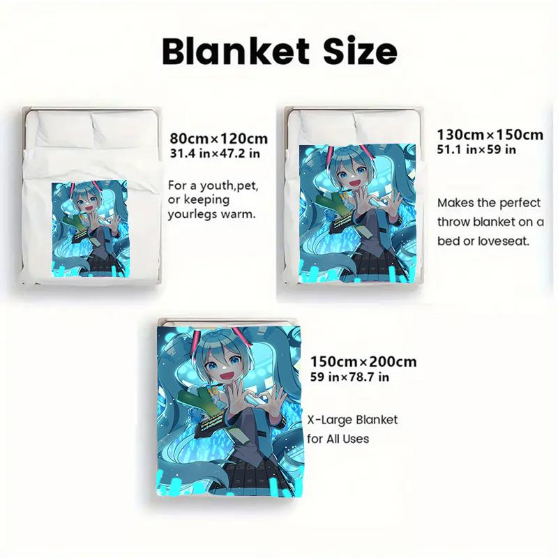 Hatsune Miku 2D Flat Pattern Flannel Blanket High quality All Seasons Warmth and Comfort Perfect for Christmas Gifts.NMT0928391