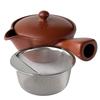 Teapot 224A with Cup Made In Japan Tokoname-yaki Strainer, 250ml, (Red Clay)