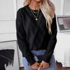 Women's Fashion Casual Loose Long Sleeve Round Neck Diamond Pullover Sweater