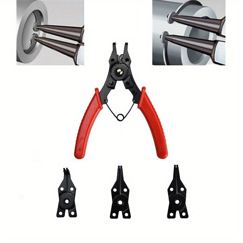 Durable Circlip Pliers Set with 4 Interchangeable Heads and Ergonomic Grip for Automotive and Mechanical Tasks