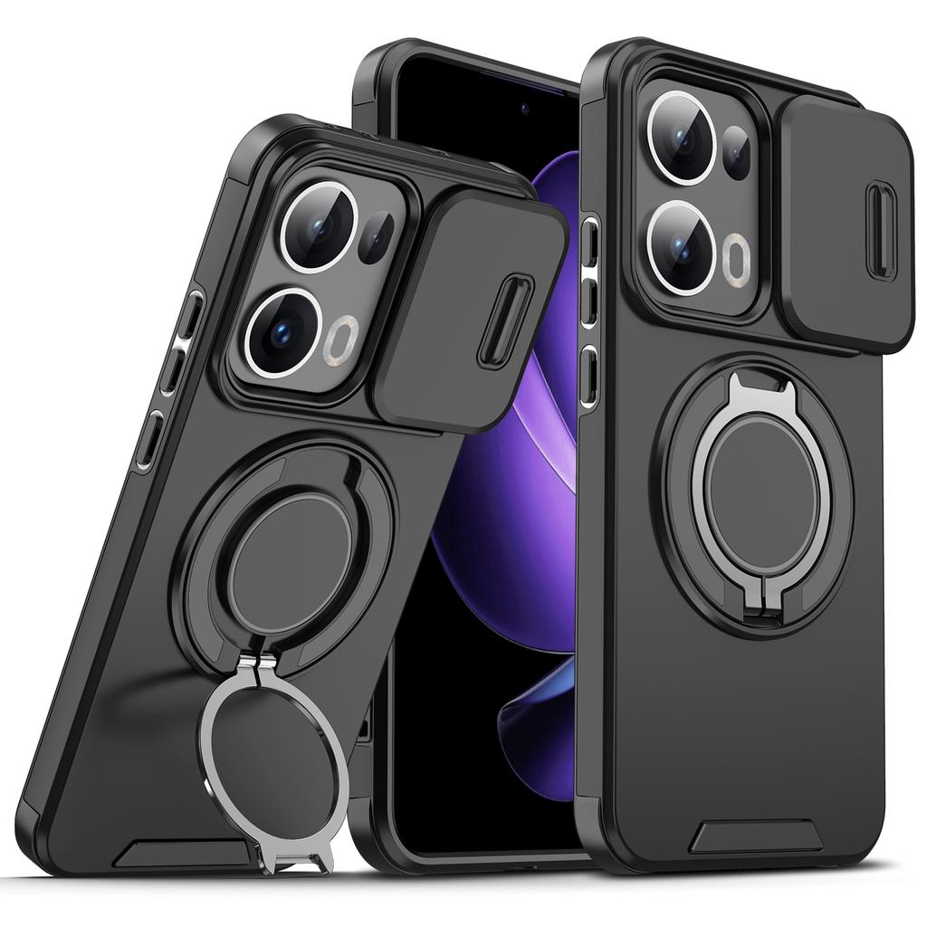 Чехол для Oppo Reno13 Чехол OPPO Reno 13 Чехол Oppo Reno13 Pro Магнитное кольцо Бронированный Сдвижная крышка для объектива камеры Крышка для беспроводной зарядки Magsafe