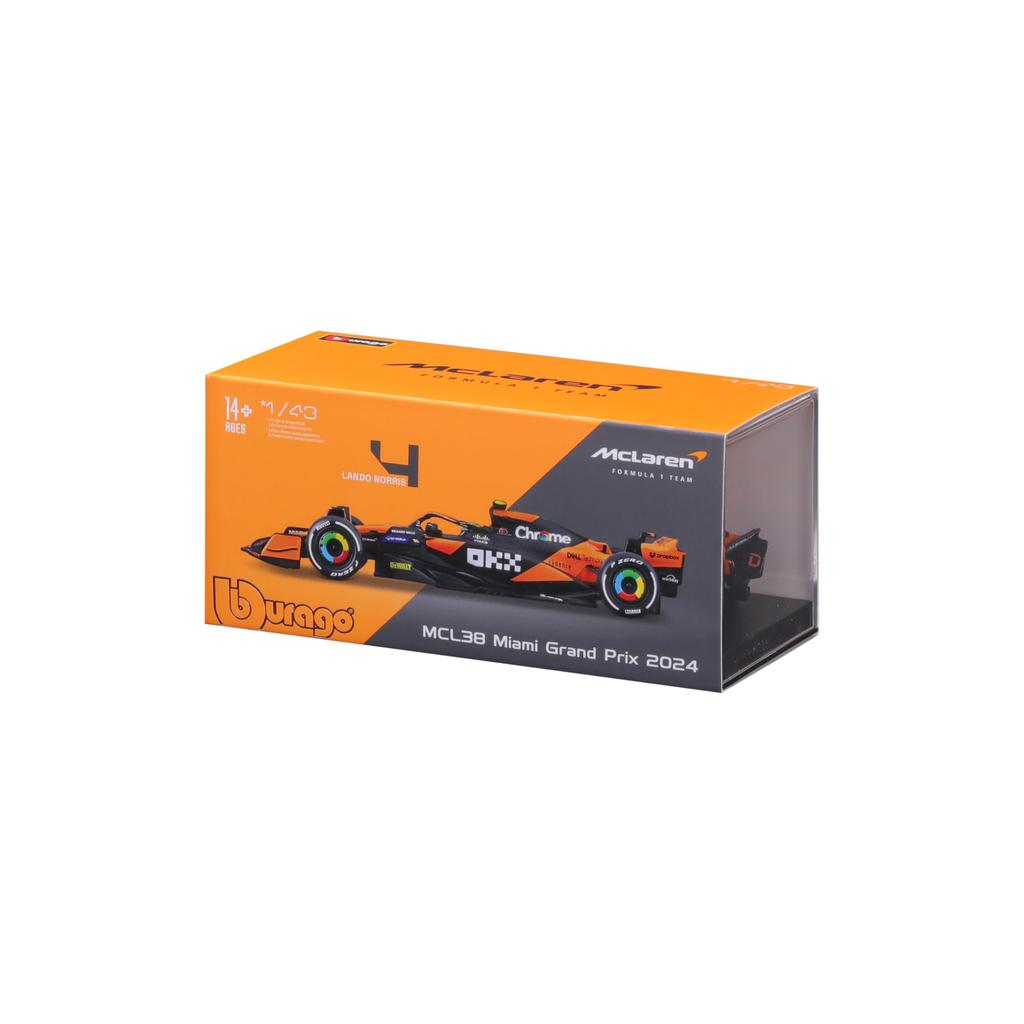 Bburago 2024 Модель Signature Series F1 McLaren MCL38 Lando Norris Race Sports Car Мини-автомобиль Литой автомобиль Полный продукт 1/43 #4 18-38215 (# 4)