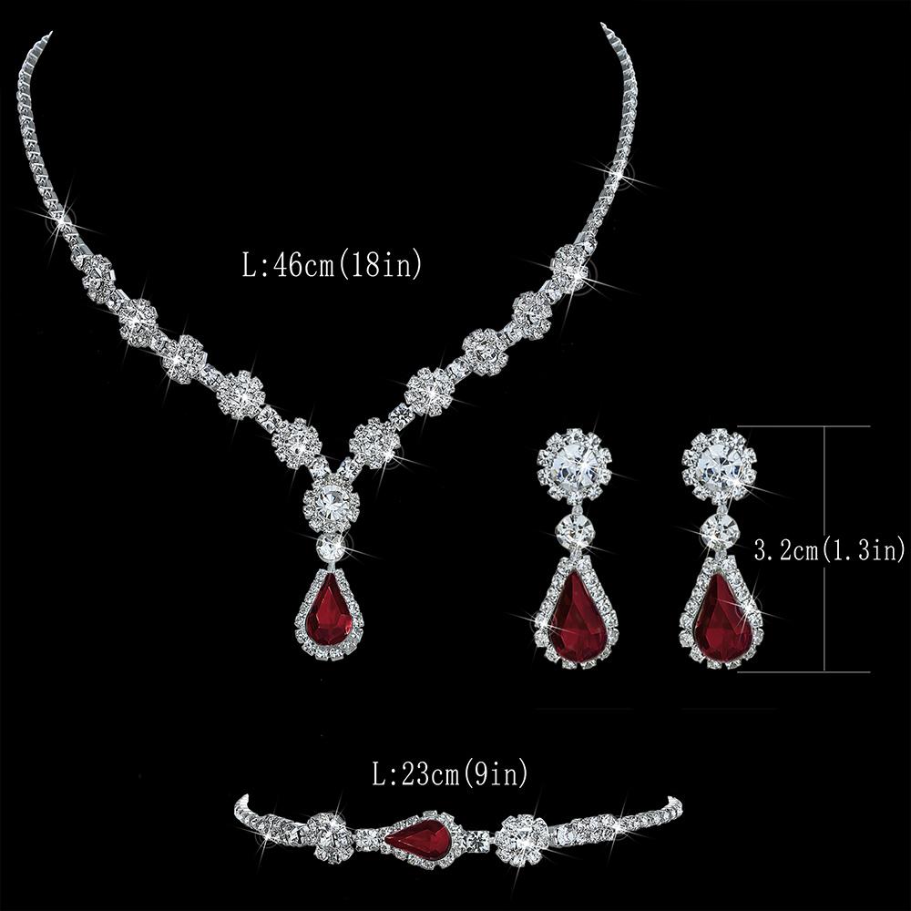 3Pcs Brilliant Cubic Zircon Necklace Set For Women Rhinestone Earring Bracelet Set Wedding Bridal Jewelry Sets Party Accessories
