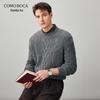 Men's Thickened 100% Cashmere Cable Knit Round Neck Sweater