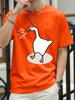 Футболки с принтом 'Win Or Goose' Женские Летние Хлопковые Топы Свободные С Круглым Вырезом Удобные С Коротким Рукавом Футболки Повседневная Женская Одежда