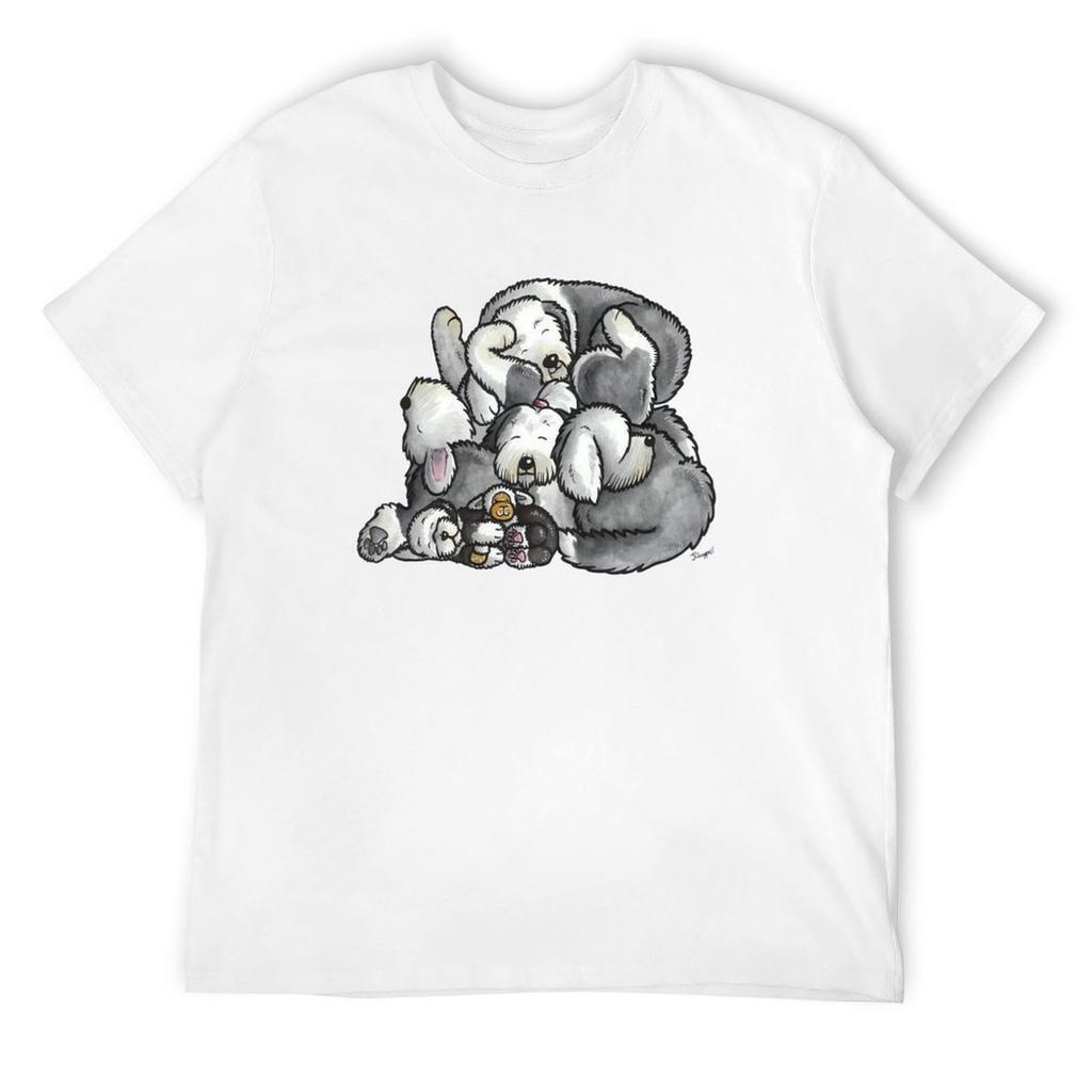 Old English Sheepdog - sleeping pile cartoon T-Shirt shirts graphic tee vintage sublime summer tops t shirts for men graphic