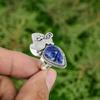 925 Silver Natural Sodalite Wedding Multi Stone Anniversary Ring Jewelry Size 7