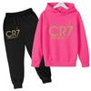 Kids Fashion CR7 Hoodie Boy Girl Toddler Pullover 3-12 Years Football Letters Clothing Casual Top+Pants 2P Brand Coat Sports Set