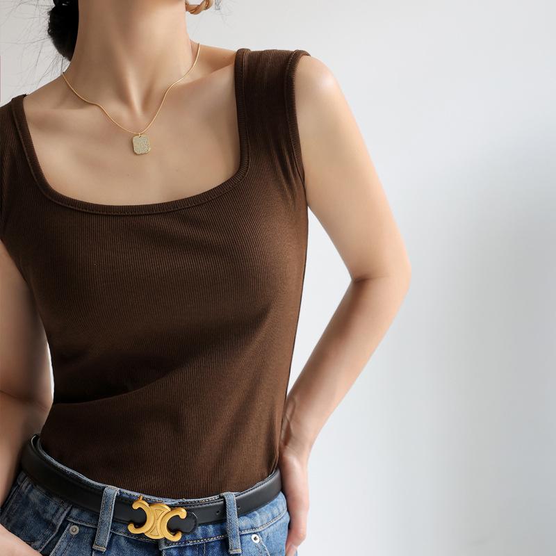 Женская летняя майка без рукавов с квадратным вырезом - Свободная, универсальная и легкая майка