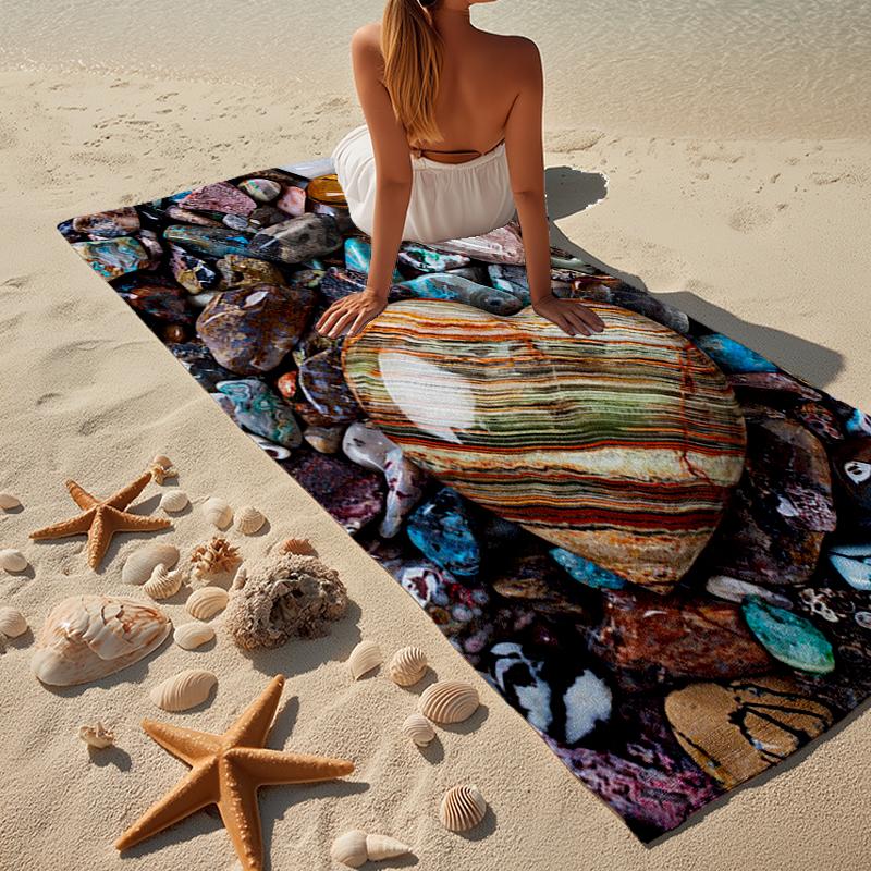 Heart-shaped Stone On Pebbles. Beach Towel, Super Soft Microfiber, Gift for Her/Him, Birthday, for Pool, Beach, Travel, Home Decor Fan gifts