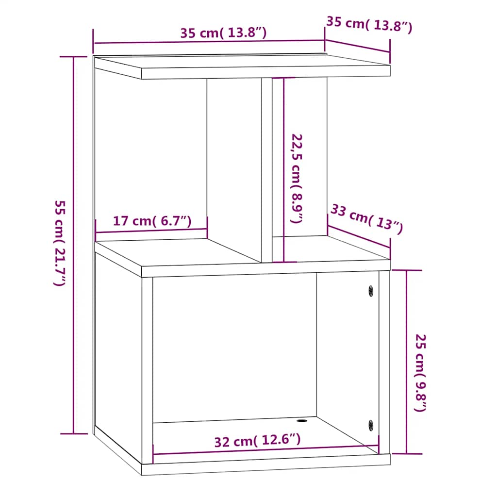 Nightstands 2 pcs Grey Sonoma 35 x 35 x 55 cm Particleboard