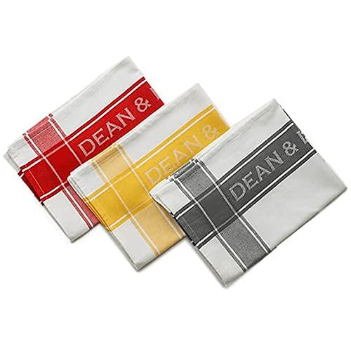 DEAN & DELUCA Серое кухонное полотенце, Большое, с петлей и логотипом, Полотенце для кухни, 70x50см