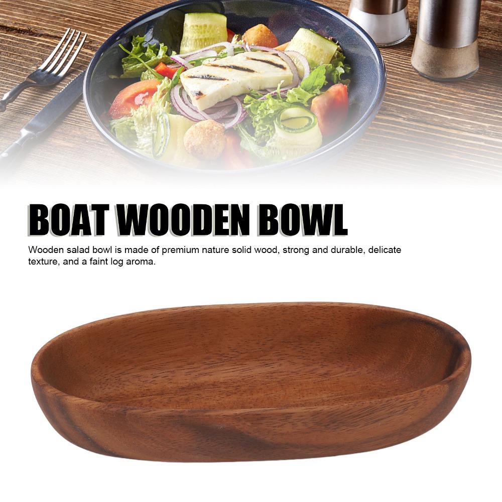 Wood Salad Bowl Long Oval Serving Bowl Beautiful Design Wooden Tray Living Room