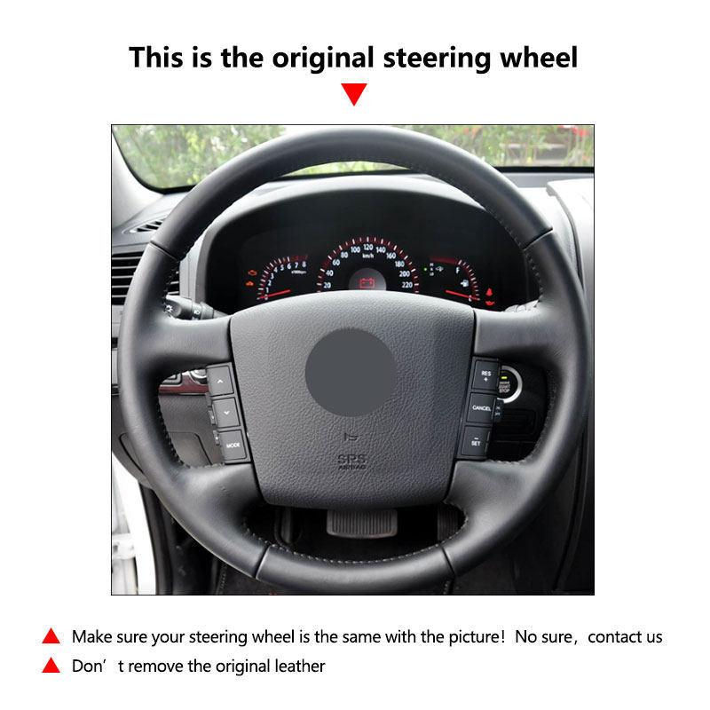 For Kia Carens 2004 2005 2006 Borrego 2007-2016 Car-styling Steering Wheel Hand-stitched Microfiber Leather Cover Trim Interior