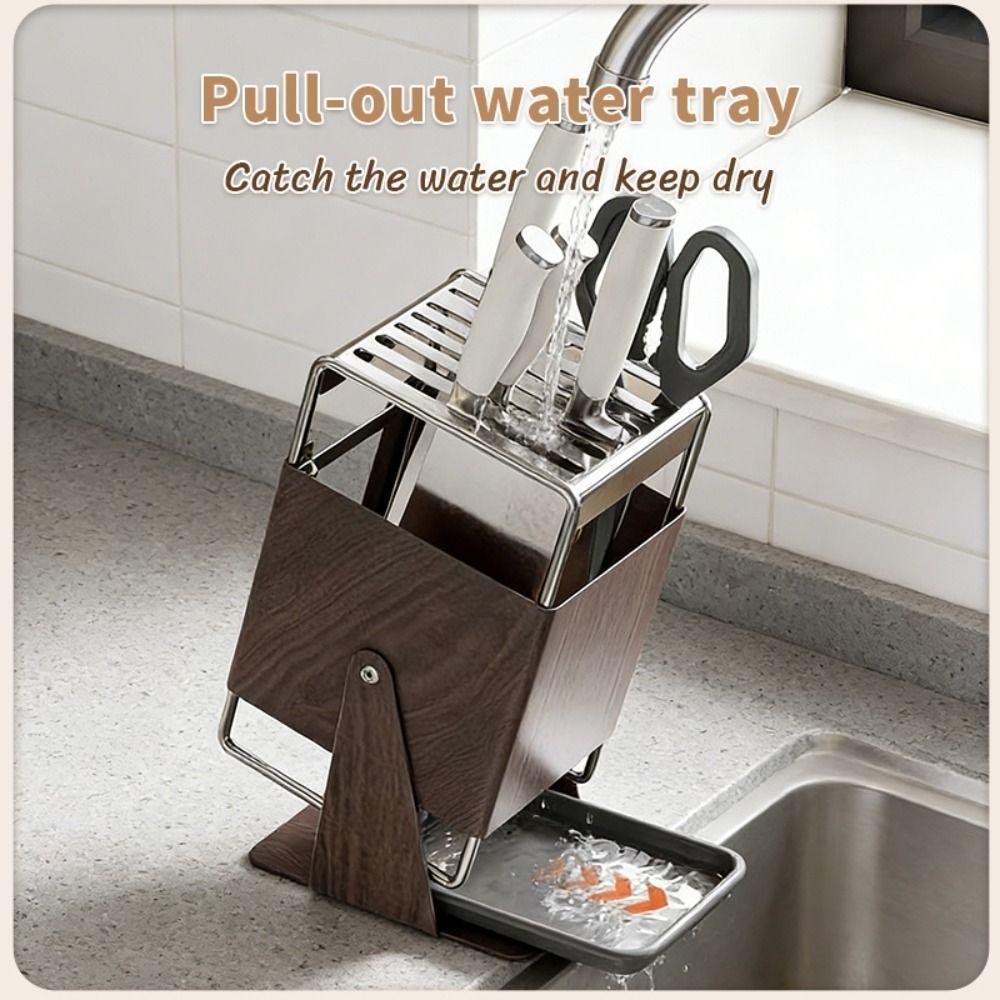 New Stainless Steel Kitchen Storage Holder 30° Rotating with Draining Tray Storage Rack 9 Slots Multifunctional Countertop Shelf