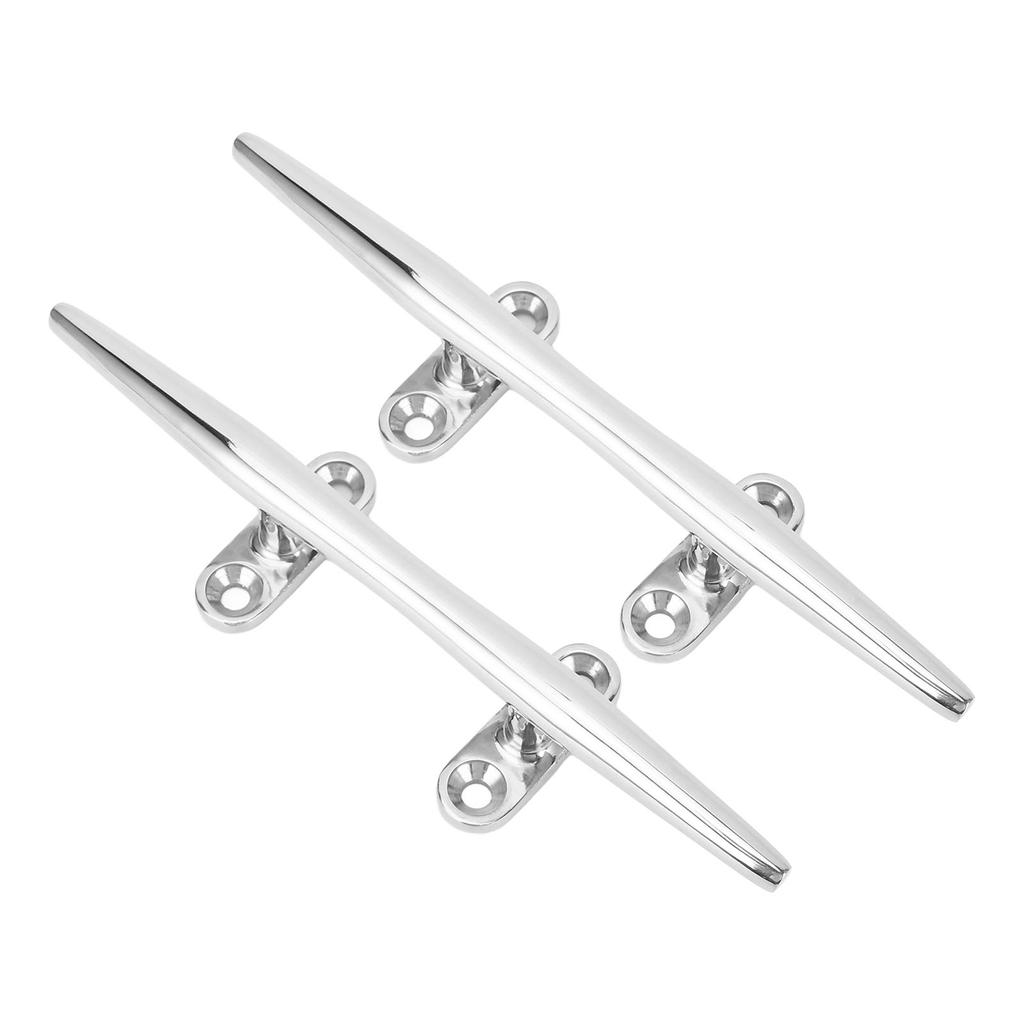 2pcs Open Base Boat Cleat 316 Stainless Steel Polished 8in Dock Cleats Tie Down for Yacht Cargo Ship Speedboat