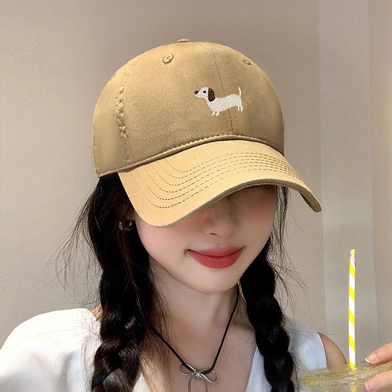 Dachshund Embroidered Baseball Cap Men's Versatile Deep Top Wide Brim Face Small Peaked Cap Couple Versatile Sun Hat